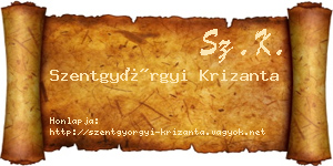 Szentgyörgyi Krizanta névjegykártya